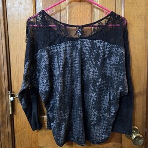 Elegant Grunge Black Lace Long Sleeve Top